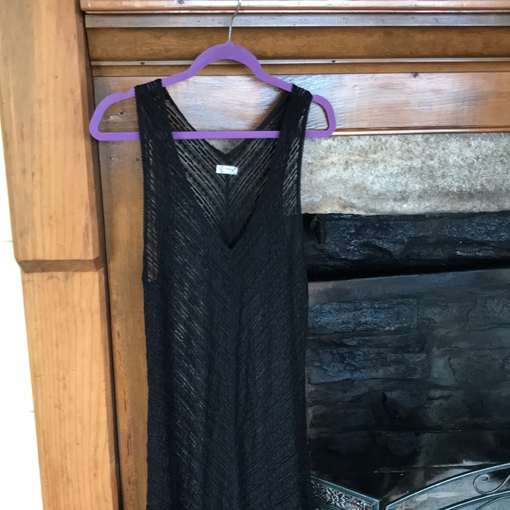 Free People Black Sheer V-Neck Maxi Dress